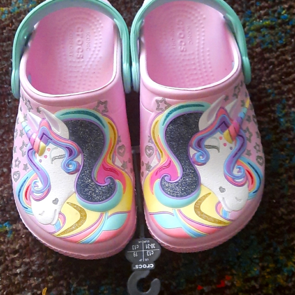 Girls unicorn Crocs NWB